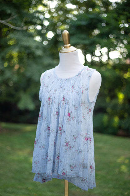 The Garden Charm Pleated Floral Top