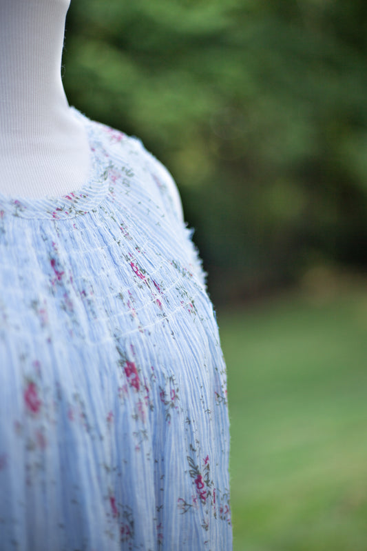 The Garden Charm Pleated Floral Top