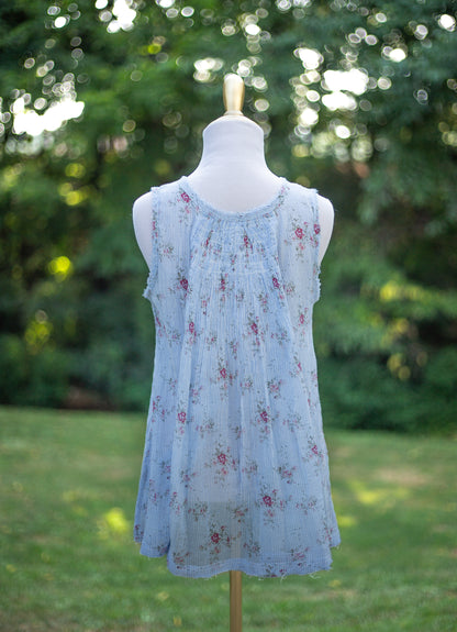 The Garden Charm Pleated Floral Top