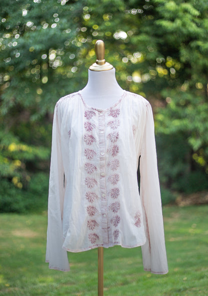 The Blush Embroidered Boho Blouse