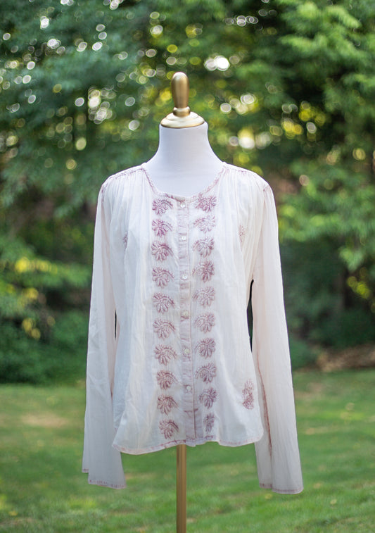 The Blush Embroidered Boho Blouse